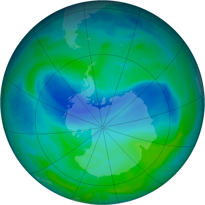 Antarctic ozone map for 18 December 2008